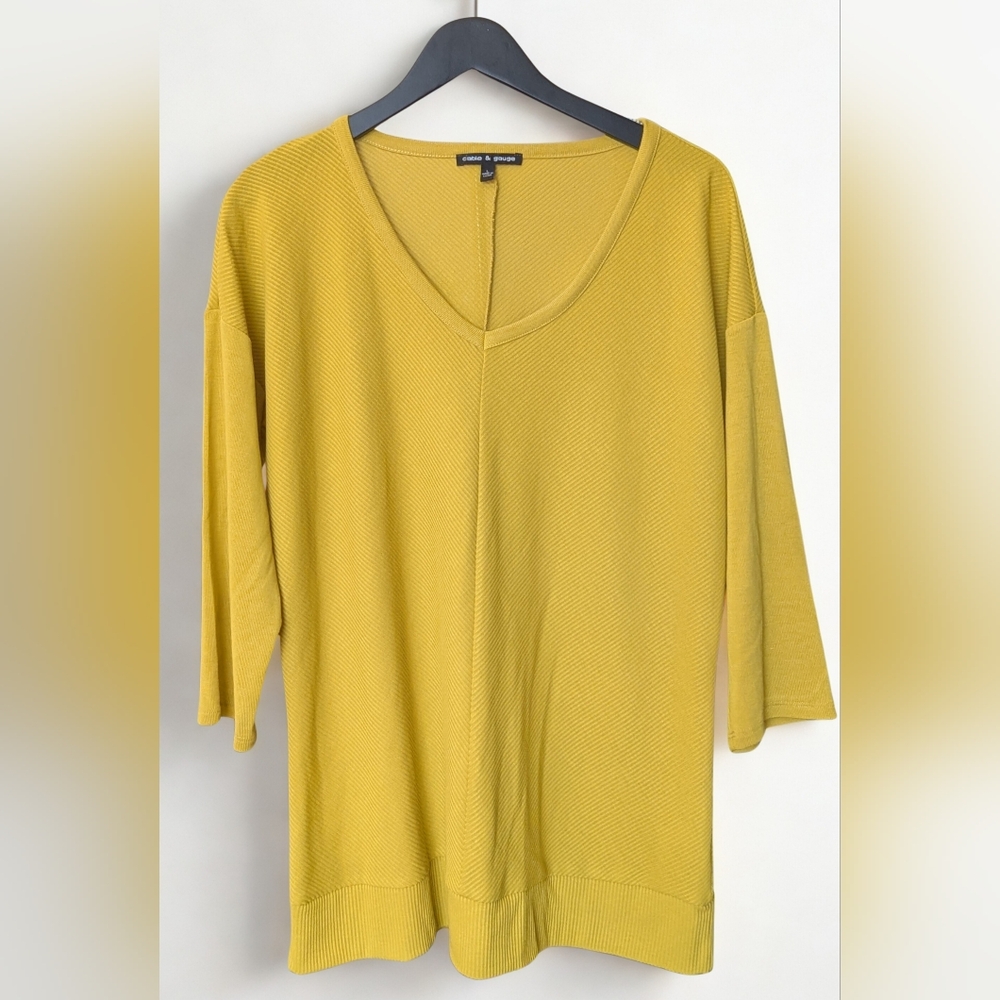 Cable & Gauge Mustard Yellow V-Neck Top